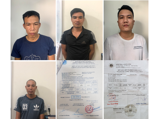 Bắt 4 đối tượng sử dụng giấy xét nghiệm SARS-CoV-2 giả để qua chốt kiểm soát